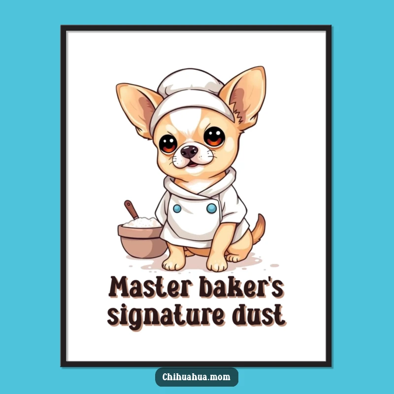 Funny Baker Chihuahua Poster: Sweet Art Print for Your Funny Kitchen