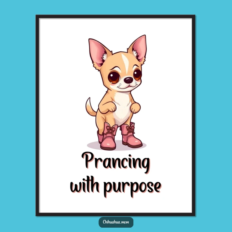 Funny Chihuahua Boots Poster: Adorable Wall Art for Dog Lovers
