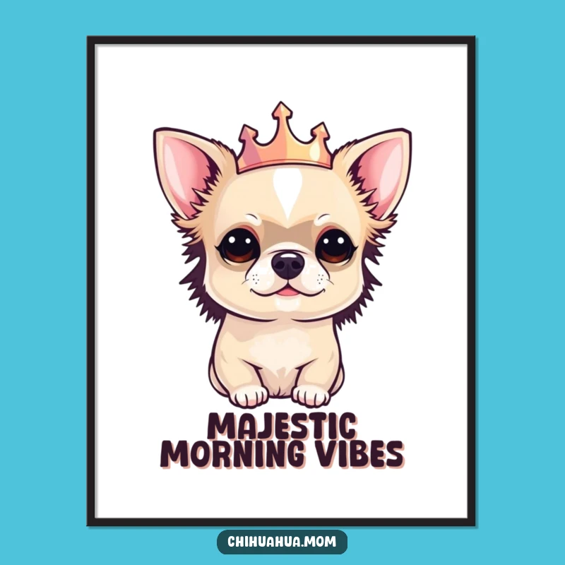 Funny Chihuahua Crown Poster: Royal Pet Art, Perfect Decor Gift