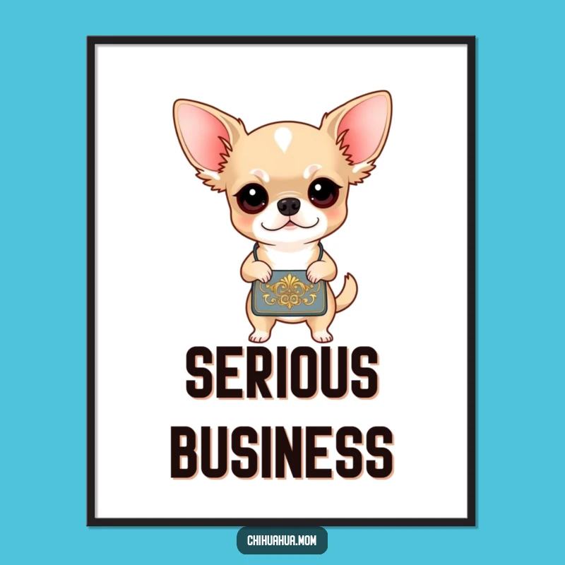 Funny Chihuahua Handbag Poster: Determined Diva Dog - Chic Wall Art Funny Gift!