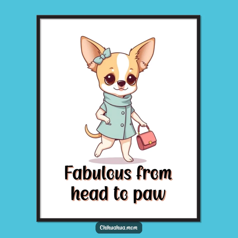 Funny Fashionable Chihuahua Woman Purse Poster - Glamorous Wall Art!