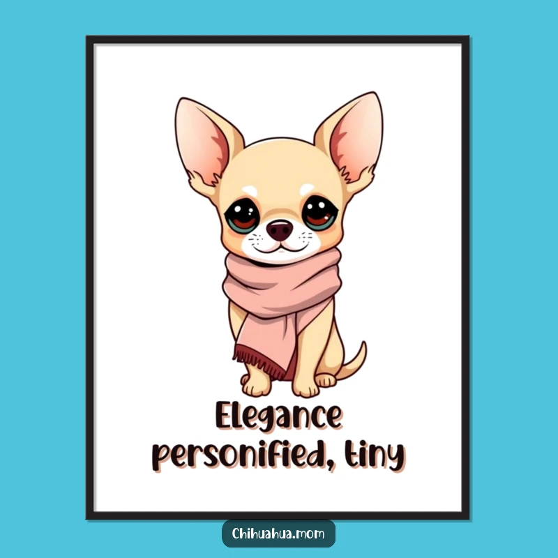 Funny Sophisticated Chihuahua Poster: Elegant Pup Wall Art, Delightful Funny Gift for Style Icons