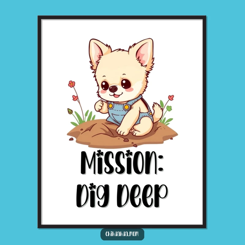 Funny Digging Chihuahua Poster: Motivate Your Next Project with Playful Art