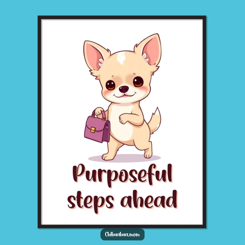 Funny Chihuahua Handbag Poster: Stylish Wall Art, Humorous Dog Gift