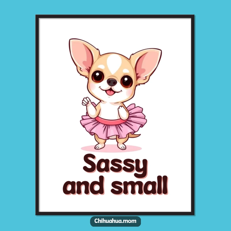 Funny Chihuahua Tutu Poster - Sassy Pose, Diva Dog Art Gift