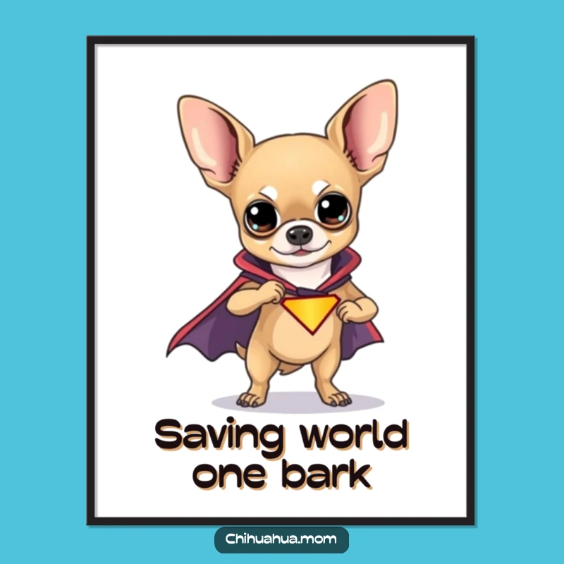 Funny Chihuahua Superhero Poster: Epic Art Print for Your Funny Wall
