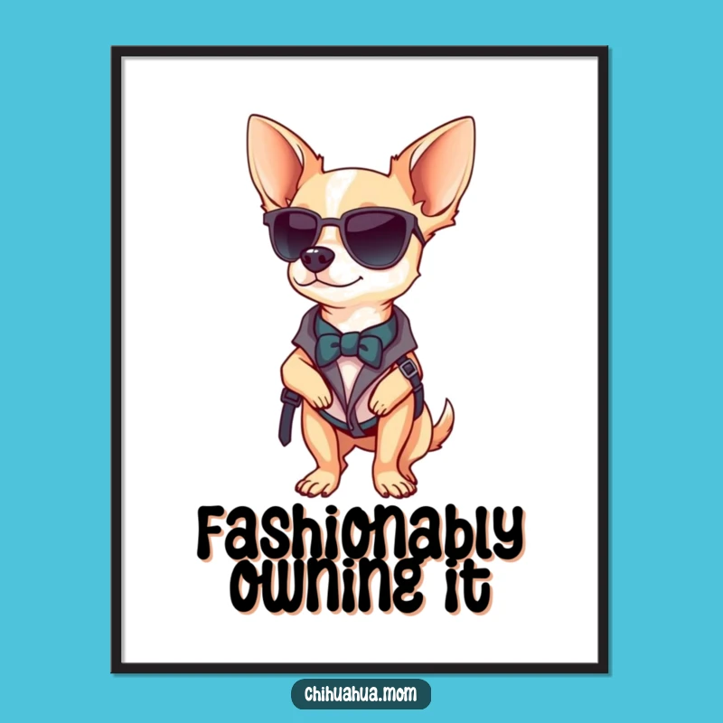 Free Printable Wall Art: Stylish Chihuahua Pose Humor Downloadable Decor