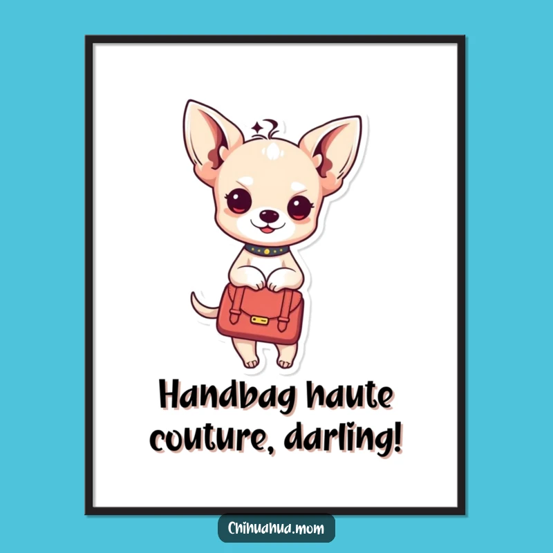 Free Printable Wall Art: Funny Kawaii Chihuahua Handbag Fashion Downloadable Decor
