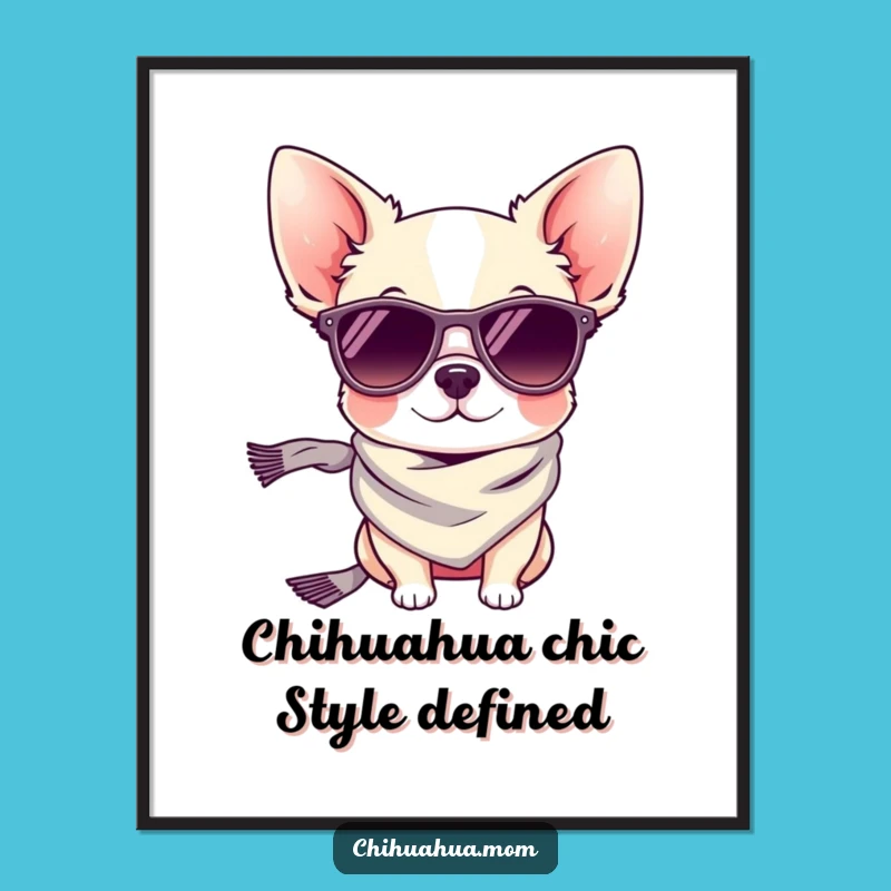 Free Printable Wall Art: Stylish Chihuahua in Sunglasses - Funny Downloadable Decor