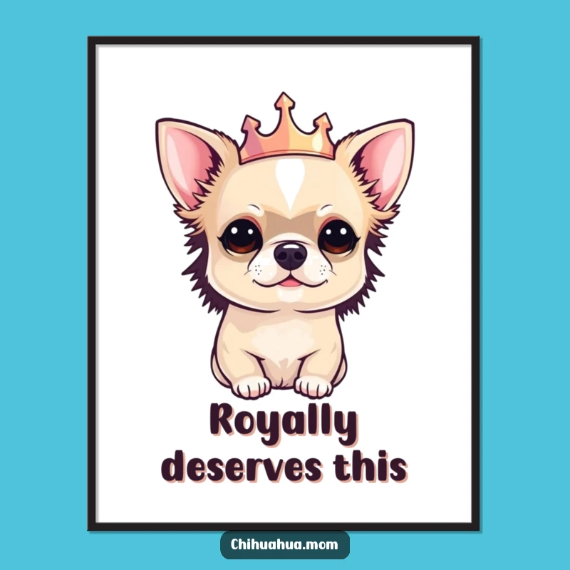 Free Printable Wall Art: Royal Chihuahua Crown Humor Downloadable Decor