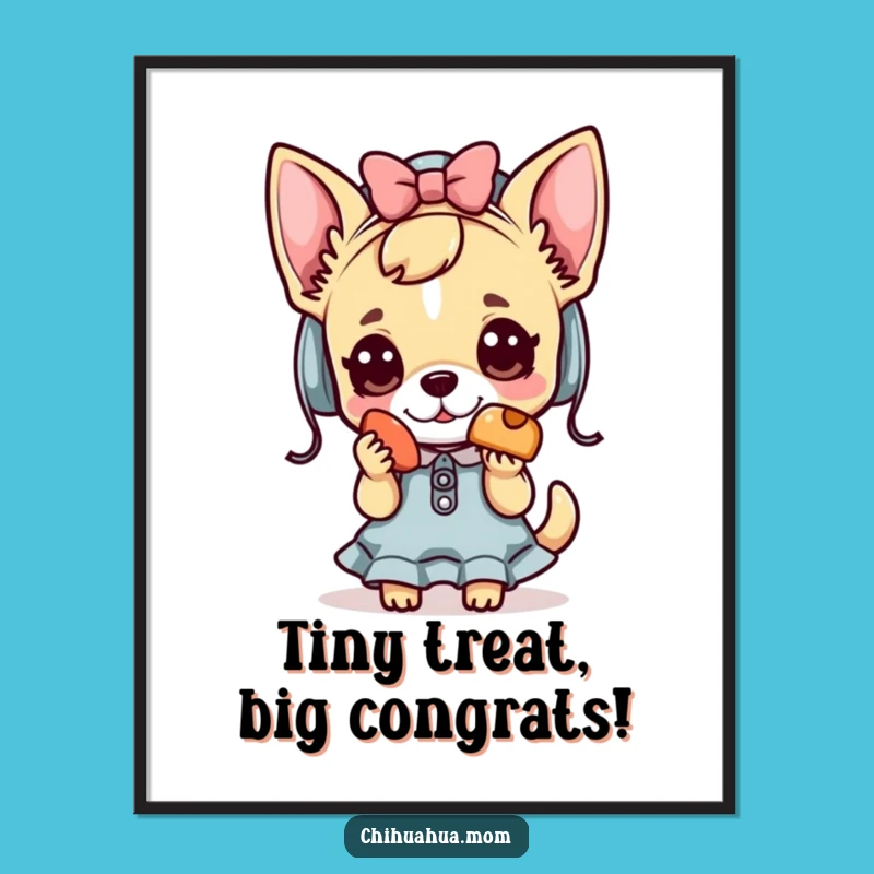 Free Printable Wall Art: Funny Kawaii Chihuahua Treat Lady Cute Downloadable Decor