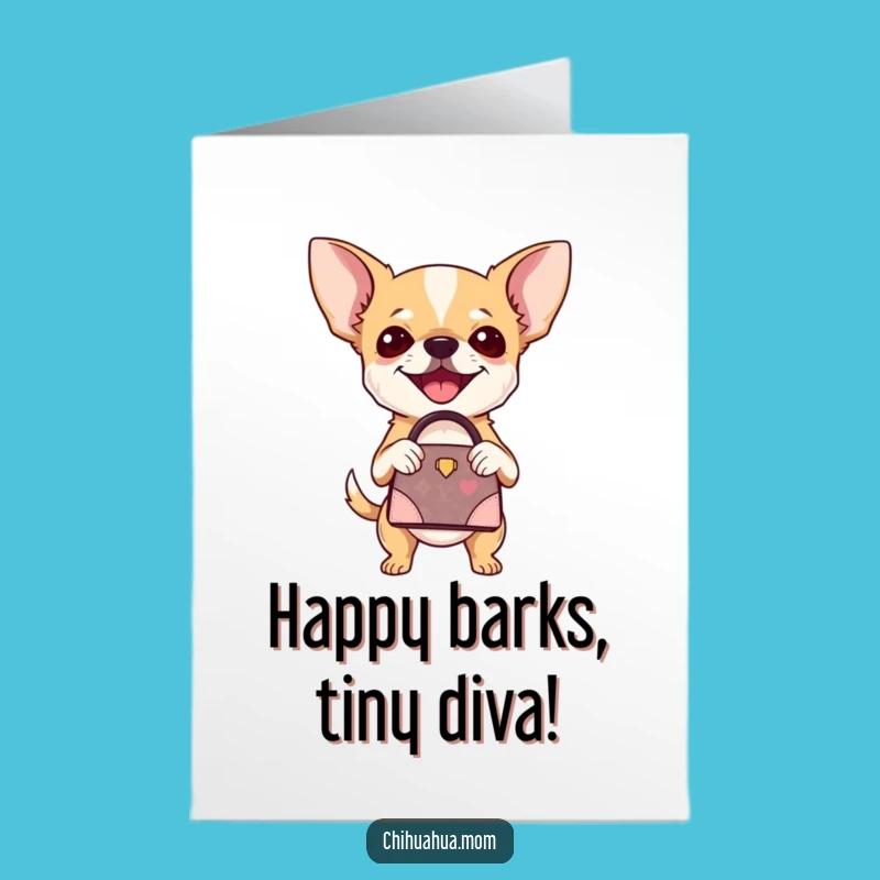 Free Printable Chihuahua Birthday Card: Fashion Dog Downloadable Gift for Her