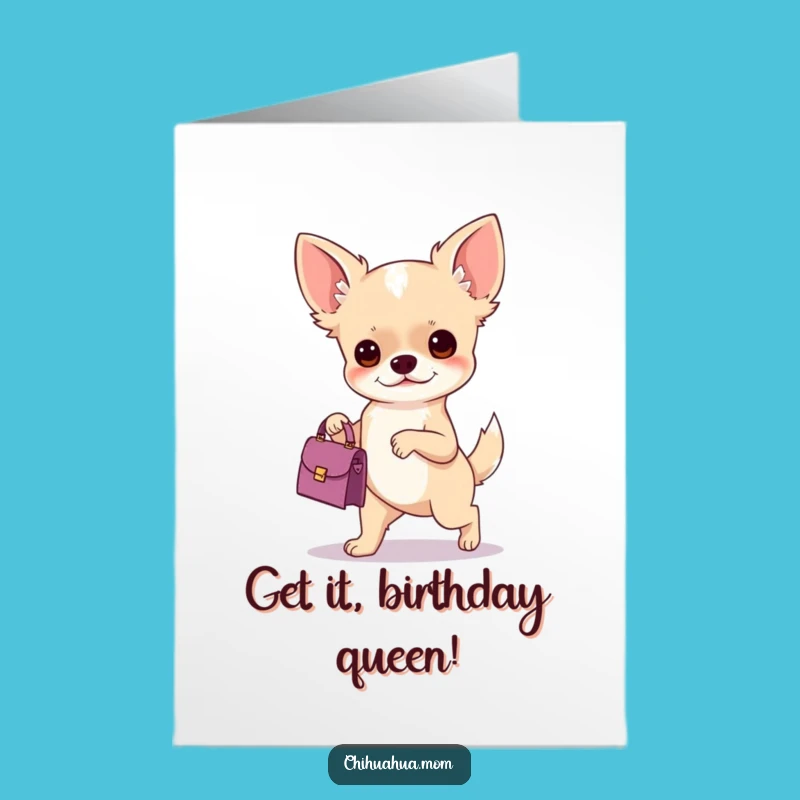 Free Printable Funny Chihuahua Birthday Card - Tiny Handbag Style Downloadable Gift