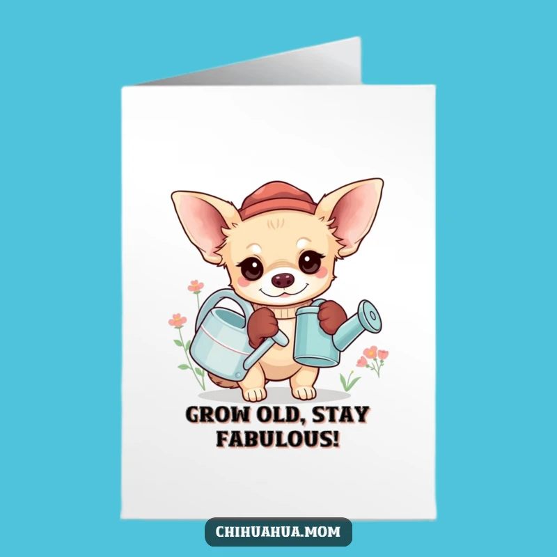 Free Printable Funny Chihuahua Gardener Card - Humorous Downloadable Birthday Gift