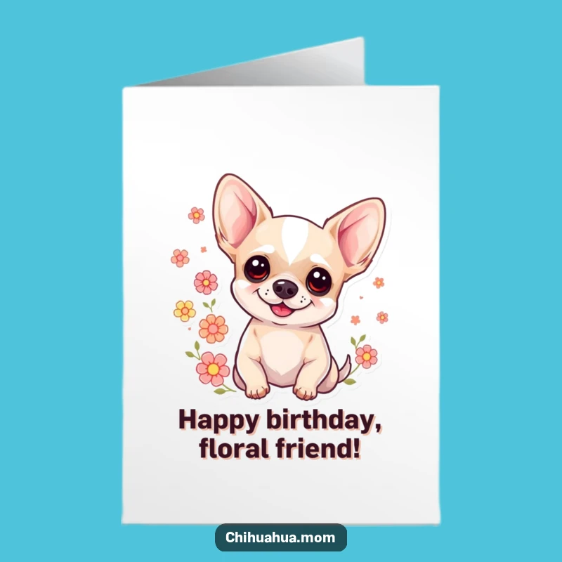 Free Printable Birthday Card: Sweet Chihuahua, Floral Fun, Adorable DIY Gift