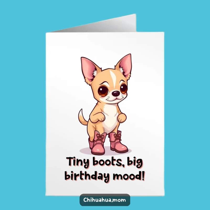 Free Printable Birthday Card: Chihuahua In Boots, Instant Download, Funny DIY Gift