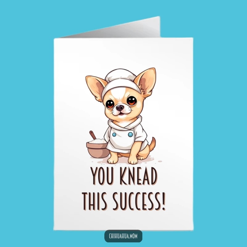 Free Printable Baker Chihuahua Card for Sweet Success - Downloadable Congrats Gift