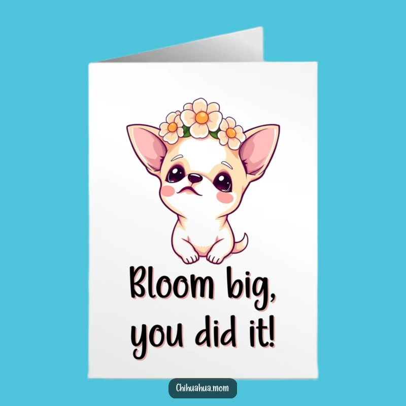 Free Printable Congrats Card: Blooming Chihuahua, Perfect Downloadable Gift!