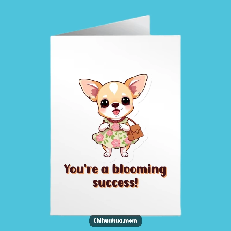 Free Printable Congrats Card: Chihuahua in Floral Dress - Funny Downloadable Gift