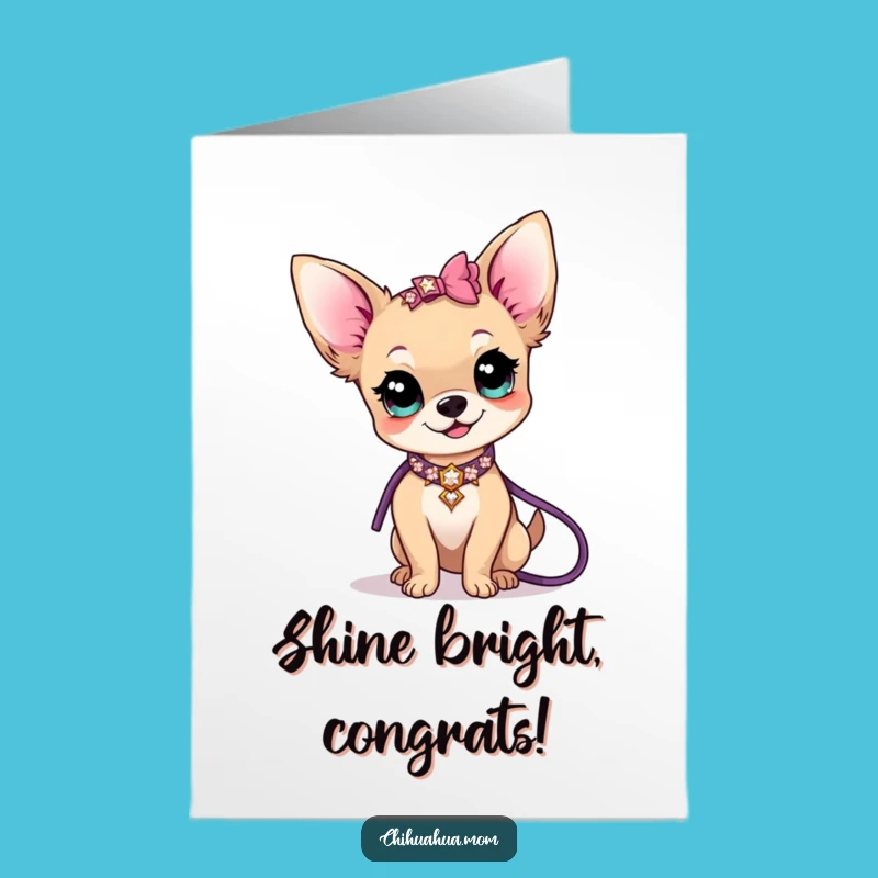 Free Printable Congrats Card: Chihuahua Lady Sparkle Queen Download