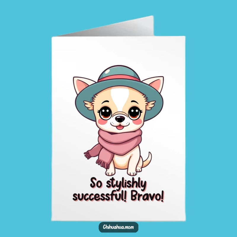 Free Printable Congrats Card: Fashionable Chihuahua Lady, Downloadable Gift