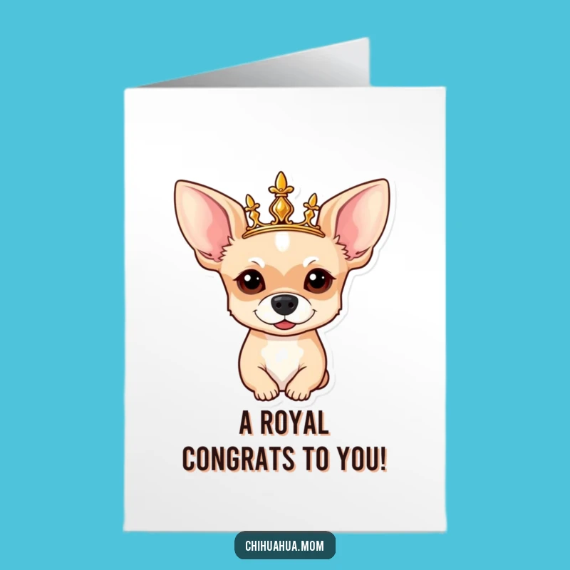 Free Printable Royal Chihuahua Congrats Card: Funny Crowned Pup Gift, Downloadable & Print at Home