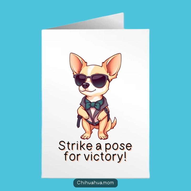 Free Printable Congrats Card: Fashionable Chihuahua Pose Humor Downloadable Gift