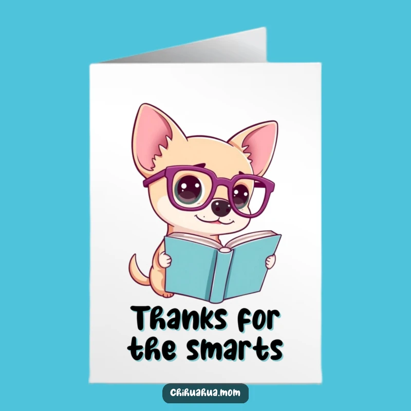 Free Printable Confused Chihuahua Thank You Card: Humorous Book Theme Downloadable