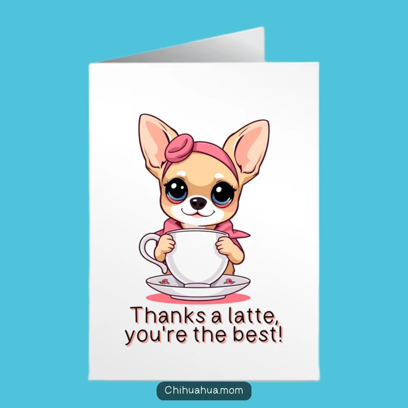 Free Printable Thank You Card: Chic Chihuahua Teacup Gratitude Design