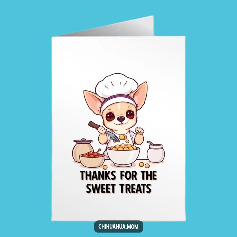 Free Printable Thank You Card: Chihuahua Chef & Treats - Funny Downloadable Gift
