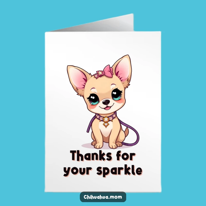 Free Printable Thank You Card: Chihuahua Lady Sparkle Gratitude Art