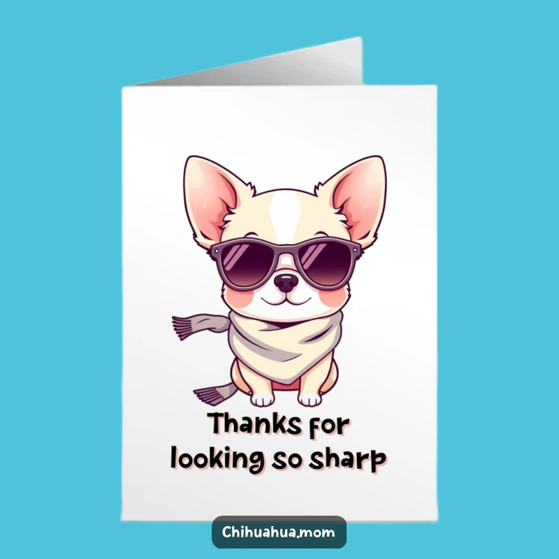 Free Printable Thank You Card: Tiny Stylish Chihuahua - Funny Downloadable Gift