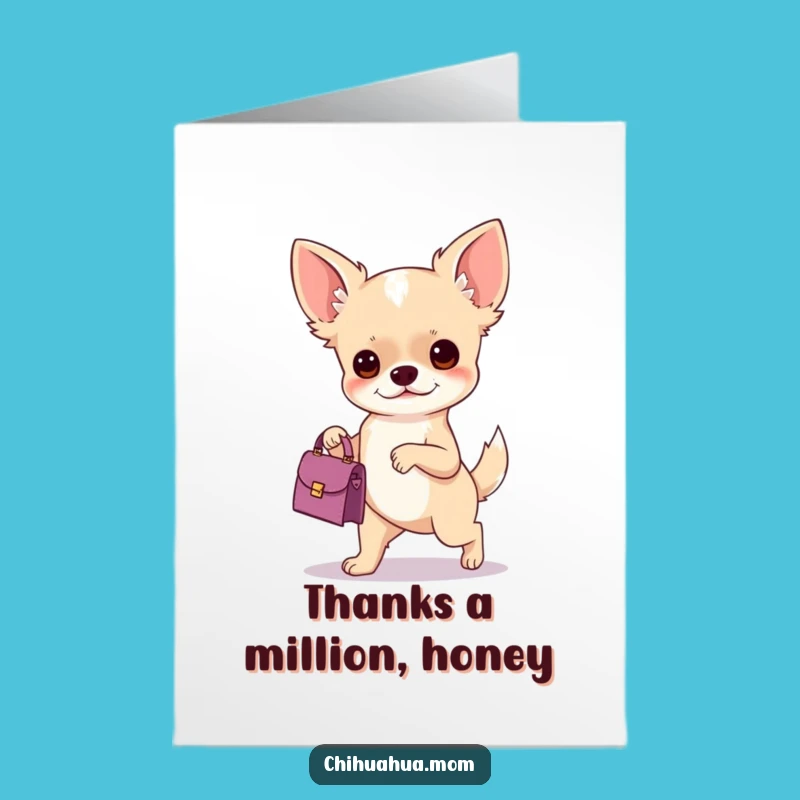 Free Printable Funny Chihuahua Thank You Card - Tiny Handbag Appreciation Downloadable Gift