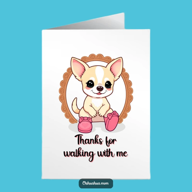 Free Printable Thank You Card: Chihuahua Lady Doll Shoe Gratitude Art