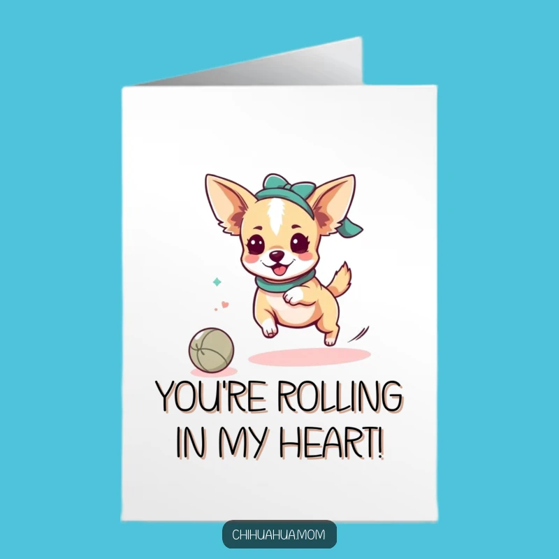 Free Printable Thank You Card: Chihuahua Ball Chase, Downloadable Gift