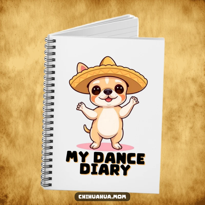 Funny Chihuahua Notebook: A cute chihuahua in a sombrero dances the flamenco, inspiring energetic thoughts and creative writing.