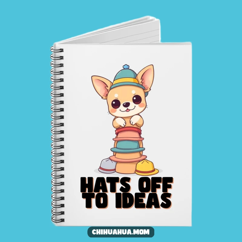 Funny Chihuahua Hat Tower Notebook - Tiny Hats Balance, Quirky Journal