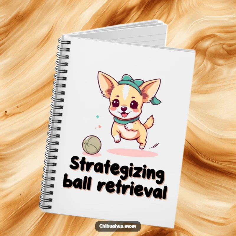 Funny Chihuahua Lady Ball Notebook: Kawaii character playfully chasing a rolling ball. Ideal funny gift for note-taking and journaling.