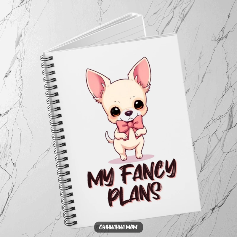 Funny Chihuahua Notebook: A dog prances with a giant sparkly bow, inspiring your notes and plans with fabulousness.