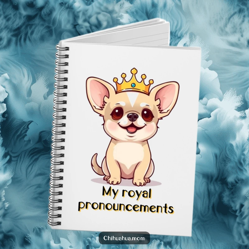 Funny Chihuahua Notebook: Tiny crowned dog barking commands, regal journal, cute pet stationery, bossy dog owner.