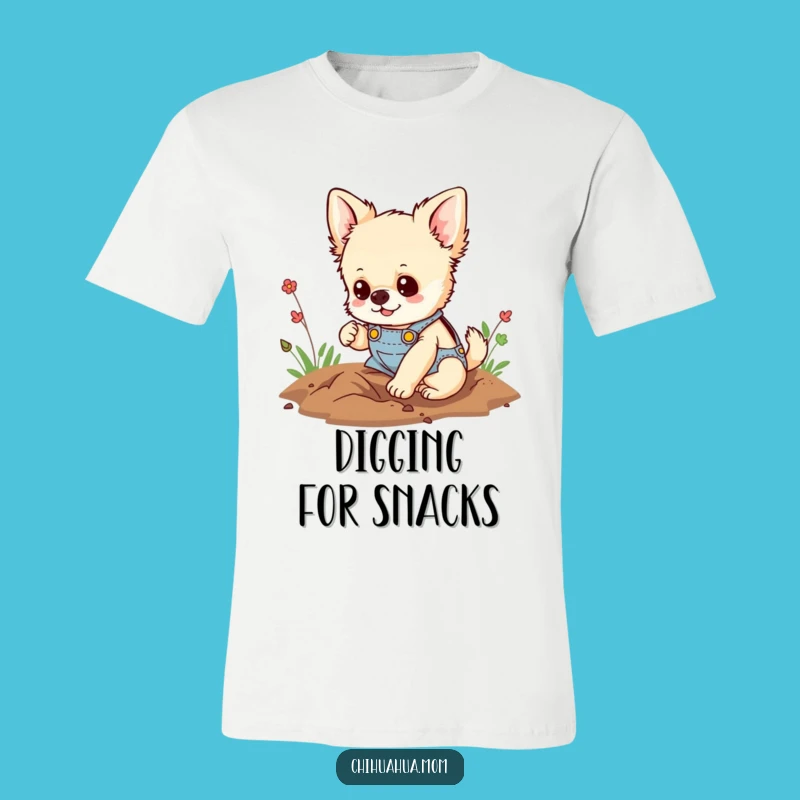 Funny Digging Chihuahua T-Shirt: Adventure Awaits with this Overalls Pup