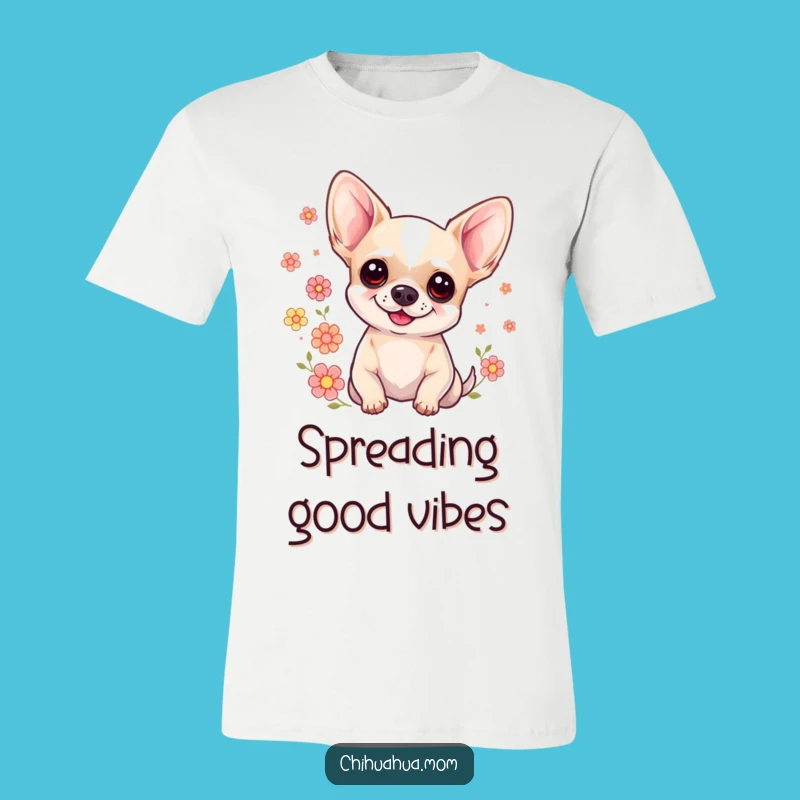 Funny Floral Chihuahua Tee: Sweet Smile Pup Fashion - Adorable Funny Gift!