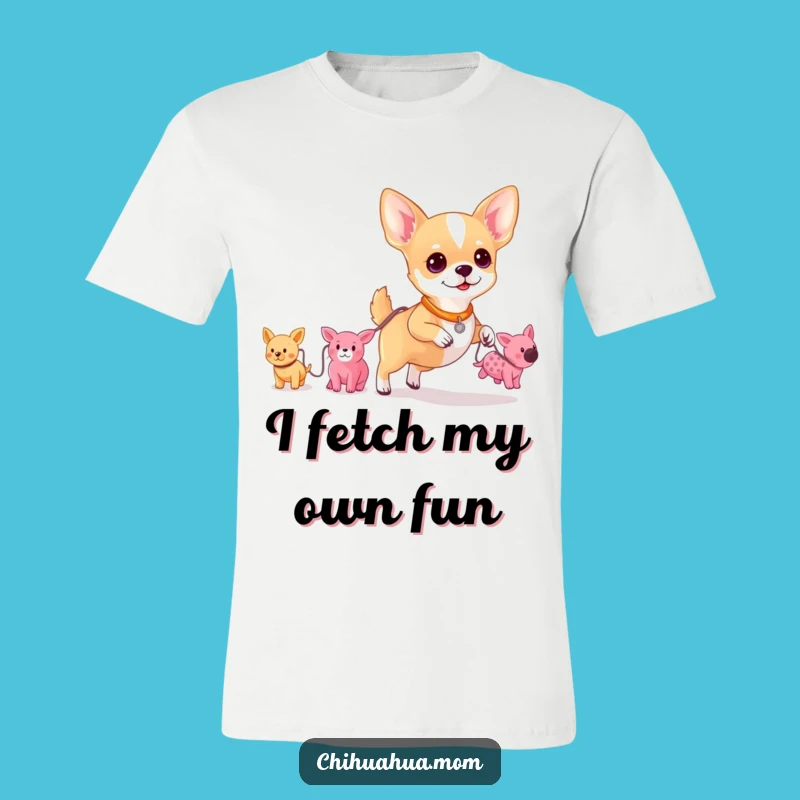 Funny Chihuahua Toy Walker T-Shirt: Cute Pup Leading Plush Parade Tee