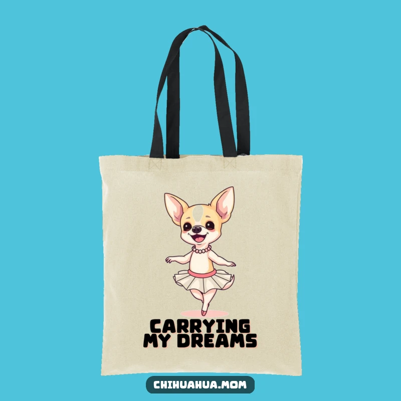 Funny Chihuahua Ballerina Tote Bag: Carry Your Laughs with This Clumsy Pup!