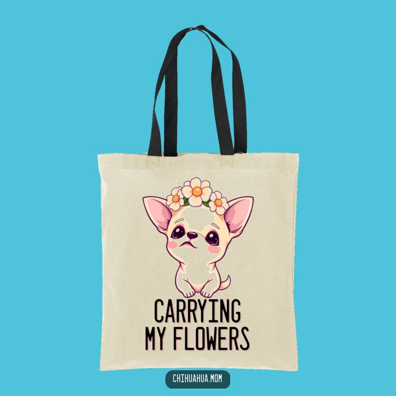 Funny Chihuahua Flower Crown Tote Bag: Boho Chic Accessory!