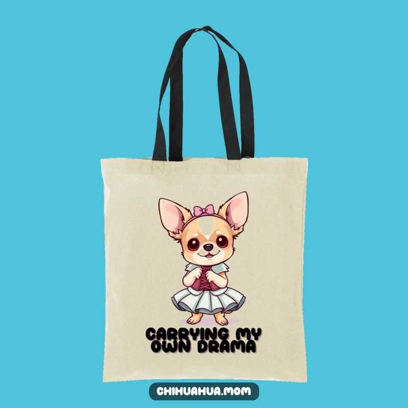 Funny Chihuahua Fancy Dress Tote Bag: Dramatic Pup Shopping Accessory!