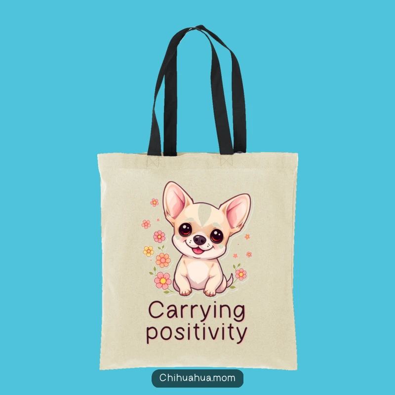 Funny Floral Chihuahua Tote: Sweet Pup's Carry-All - Adorable Funny Gift!
