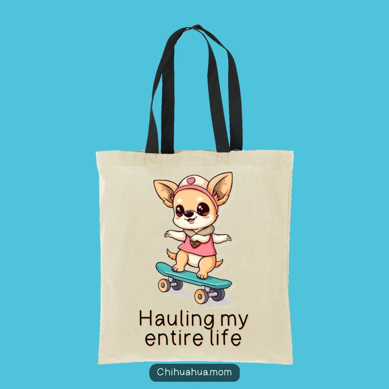 Funny Kawaii Chihuahua Lady Tote Bag: Skater Chic - Perfect Funny Gift!