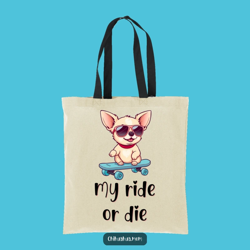 Funny Skater Chihuahua Tote Bag: Carry Your Gear in Style!